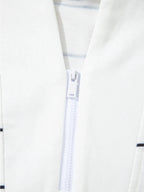 Striped Quarter Zip Sweatshirt with Relaxed Fit - Charmdeals