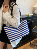 Striped Shoulder Bag with Chain Detail - Charmdeals