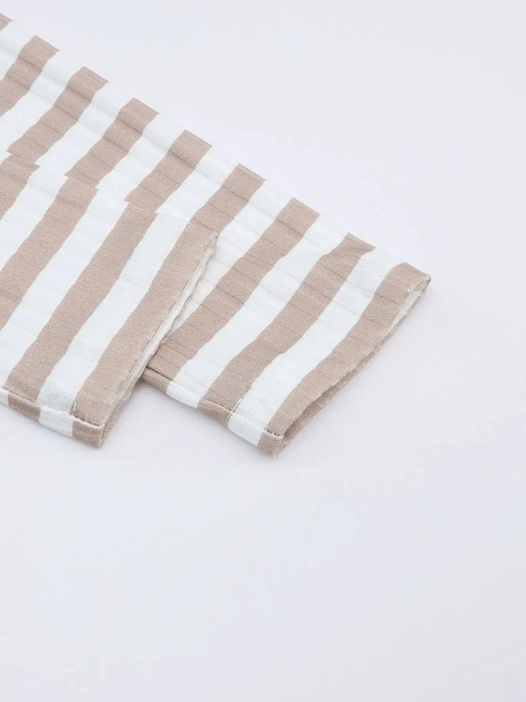 Striped Textured Knit Long Sleeve Tee - Charmdeals