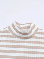 Striped Textured Knit Long Sleeve Tee - Charmdeals