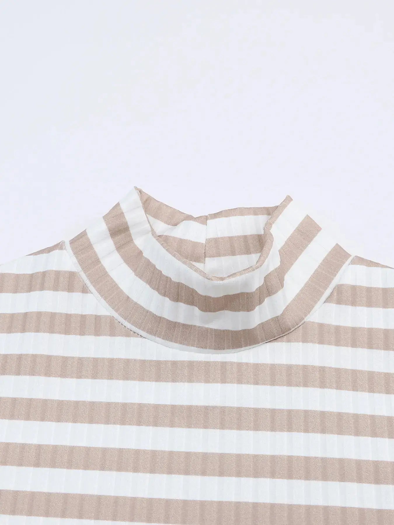 Striped Textured Knit Long Sleeve Tee - Charmdeals