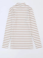 Striped Textured Knit Long Sleeve Tee - Charmdeals