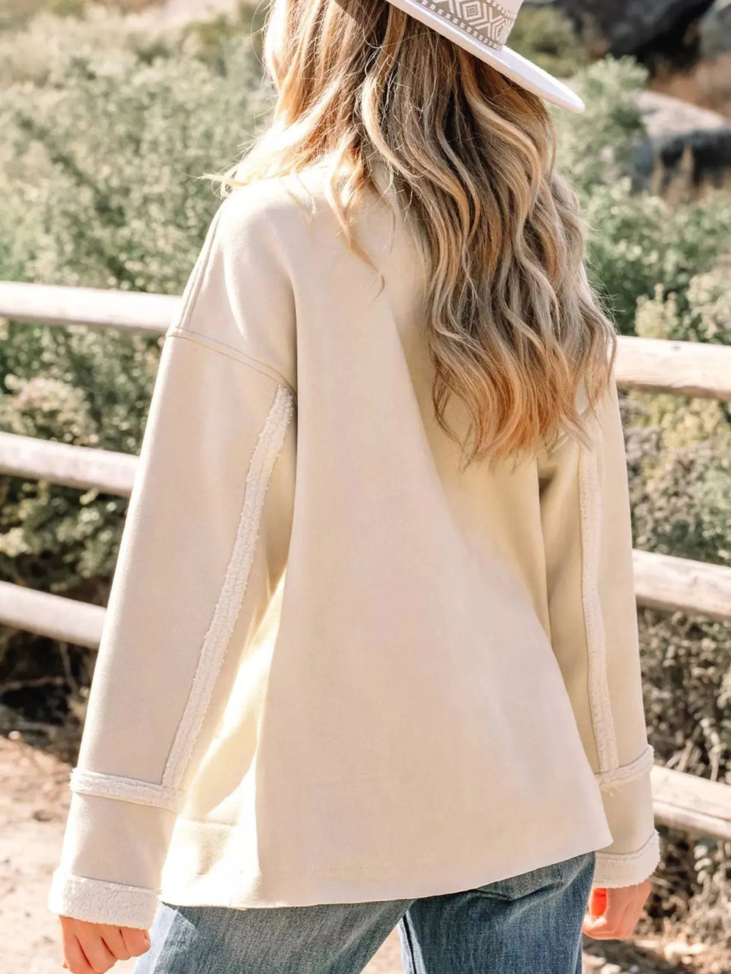 Suede Sherpa Lined Western Loose Jacket - Charmdeals