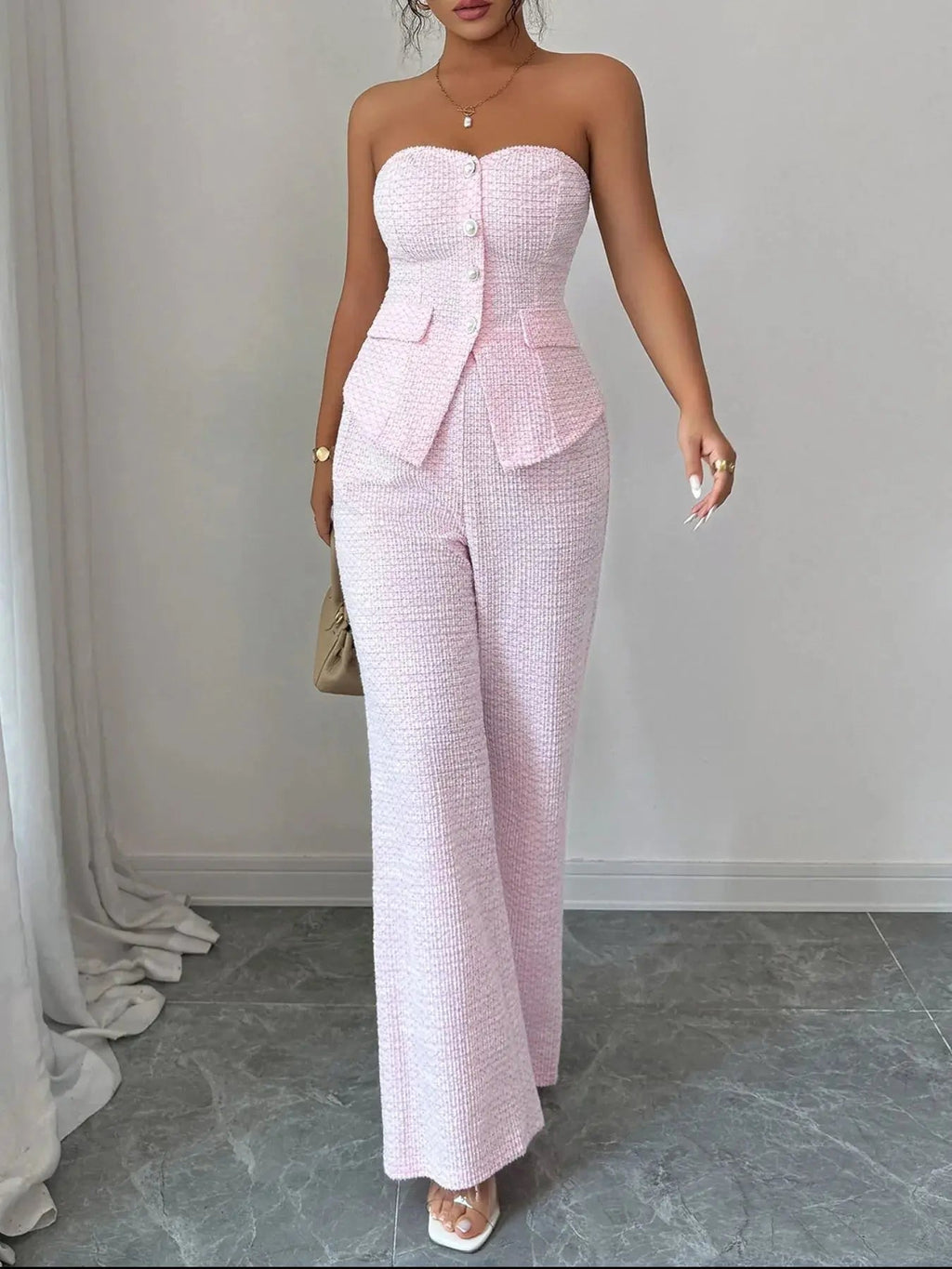 Sweetheart Neck Tube Top and Pants Set - Charmdeals