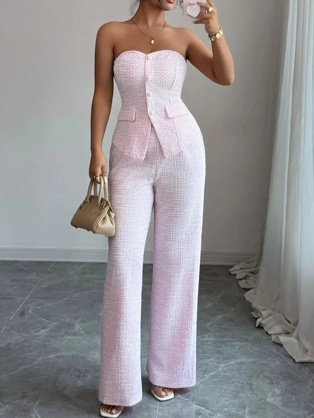 Sweetheart Neck Tube Top and Pants Set - Charmdeals