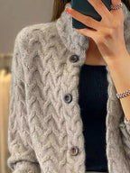 Textured Knit Button - Down Cardigan - Charmdeals