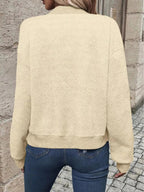Textured Knit Zip - Up Bomber Jacket - Charmdeals