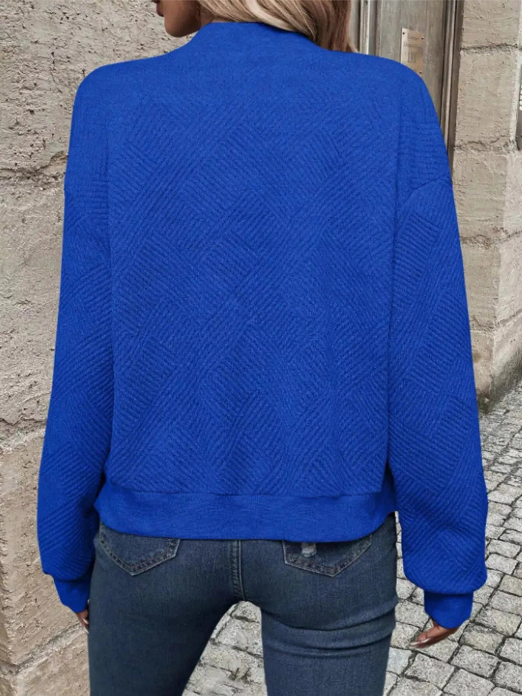 Textured Knit Zip - Up Bomber Jacket - Charmdeals