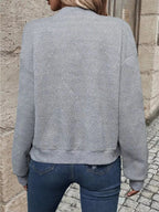 Textured Knit Zip - Up Bomber Jacket - Charmdeals