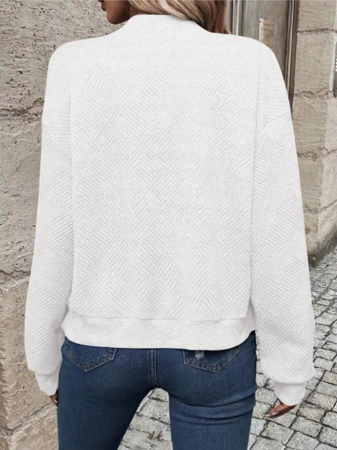 Textured Knit Zip - Up Bomber Jacket - Charmdeals