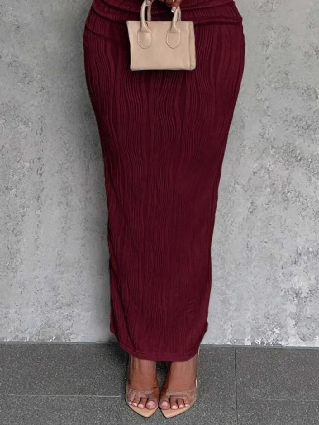 Textured Single Shoulder Bodycon Maxi Dress - Charmdeals
