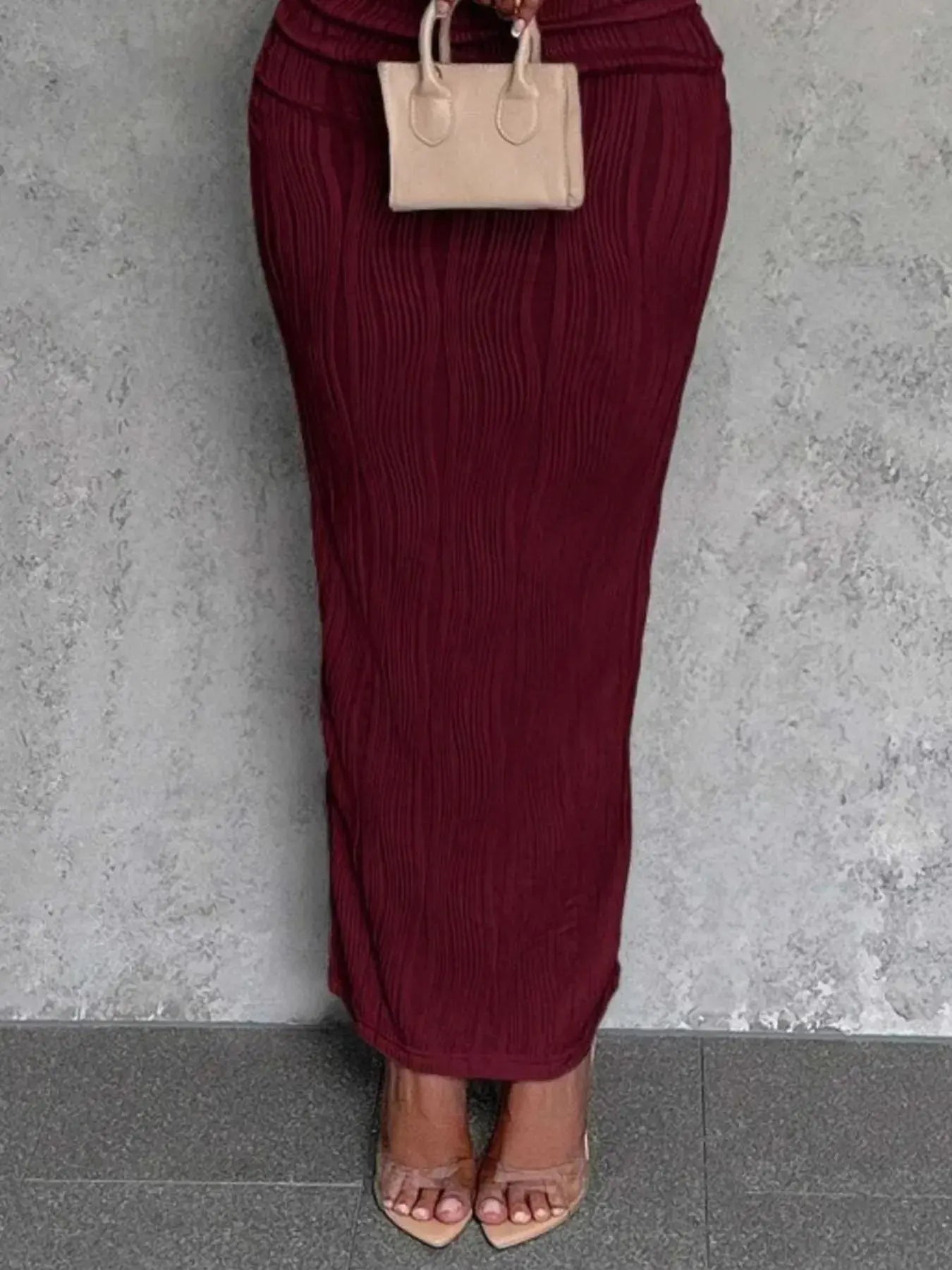 Textured Single Shoulder Bodycon Maxi Dress - Charmdeals