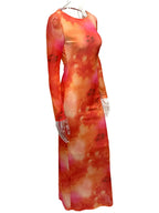 Tie - Dye Long Sleeve Maxi Bodycon Dress - Charmdeals