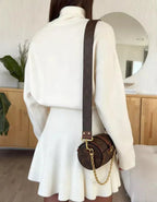 Turtleneck Dropped Shoulder Sweater and Skirt Set - Charmdeals