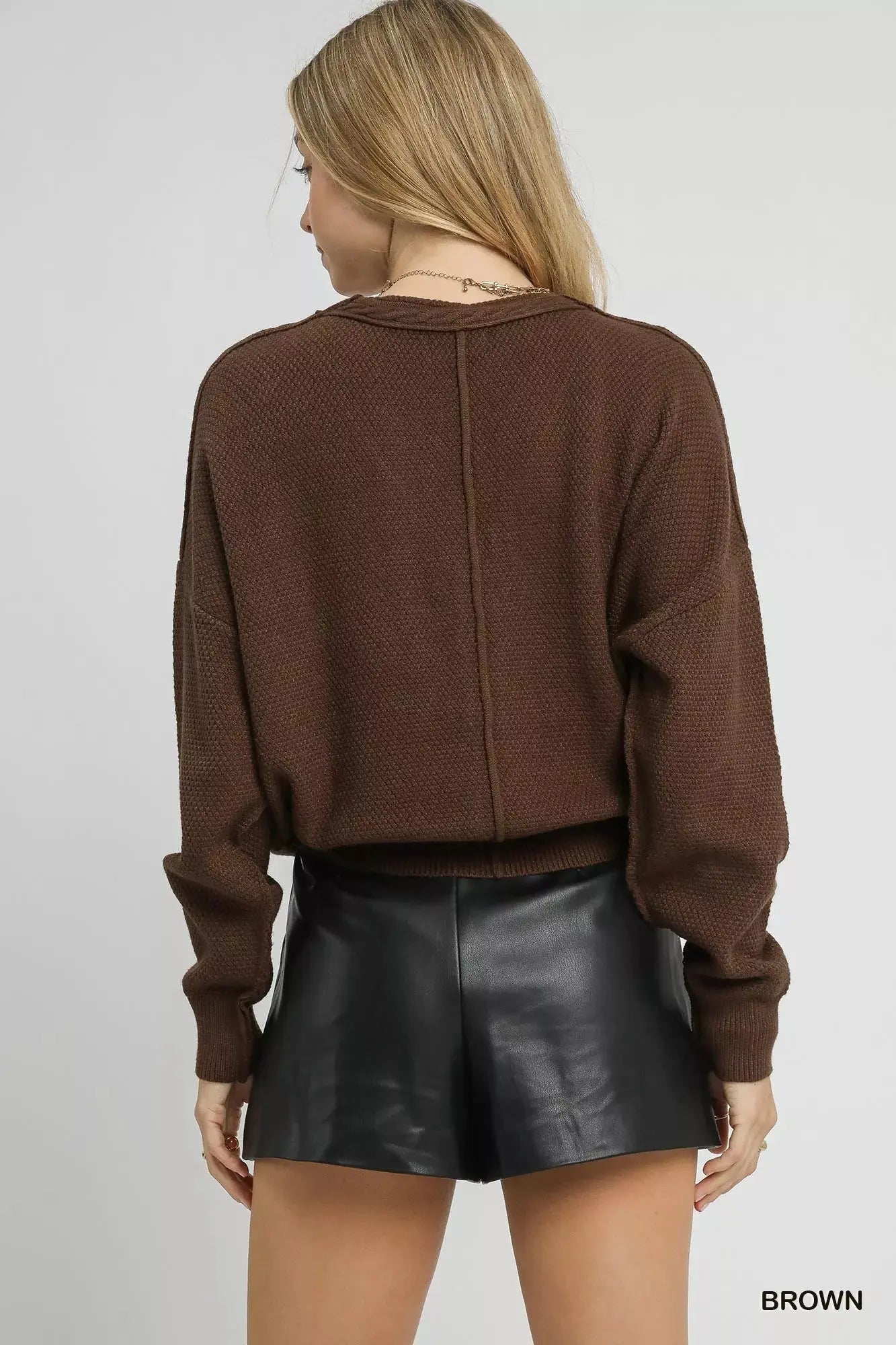 Umgee Chunky Cable Knit V - Neck Button - Up Cardigan - Charmdeals