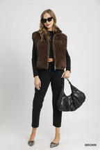 Umgee Sherpa - Lined Zip Vest with Drawstring Hem - Charmdeals