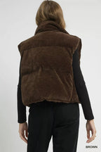Umgee Sherpa - Lined Zip Vest with Drawstring Hem - Charmdeals