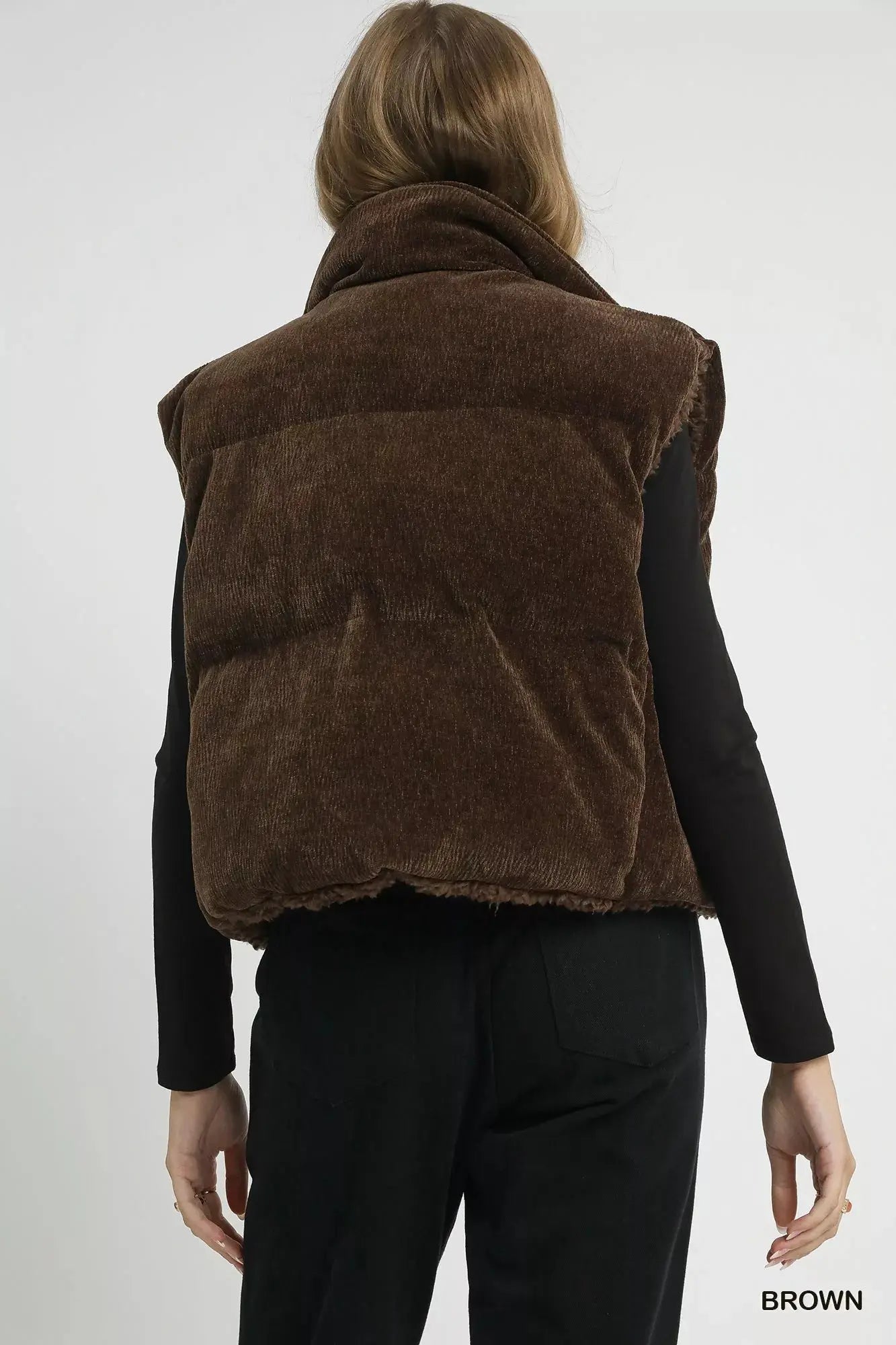 Umgee Sherpa - Lined Zip Vest with Drawstring Hem - Charmdeals