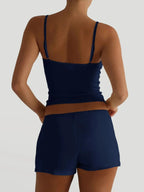 V - Neck Cami and Shorts Set - Charmdeals