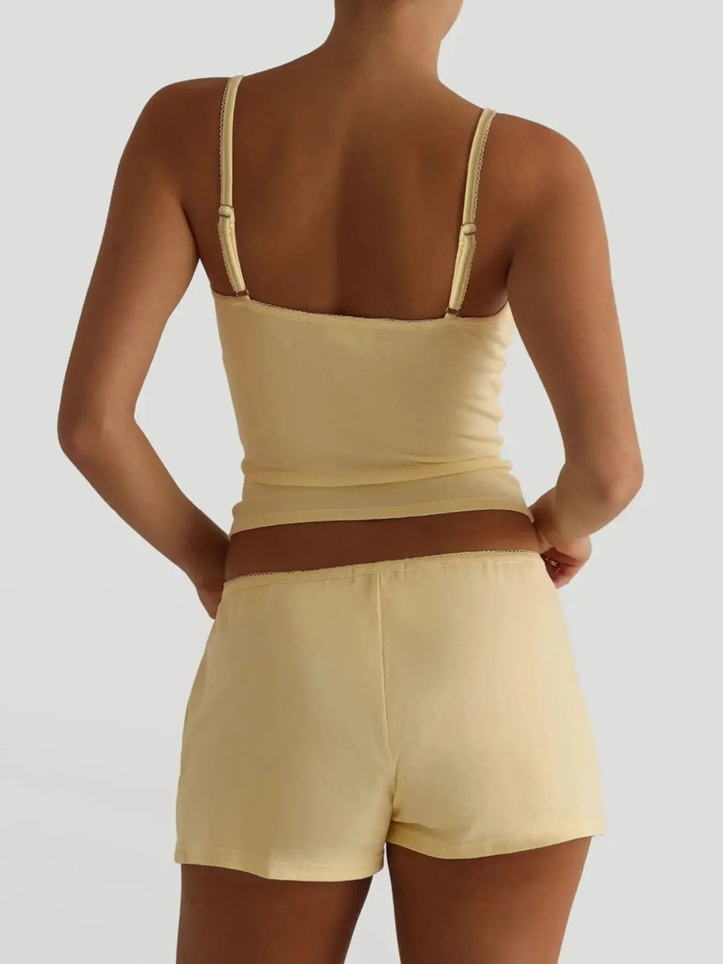 V - Neck Cami and Shorts Set - Charmdeals