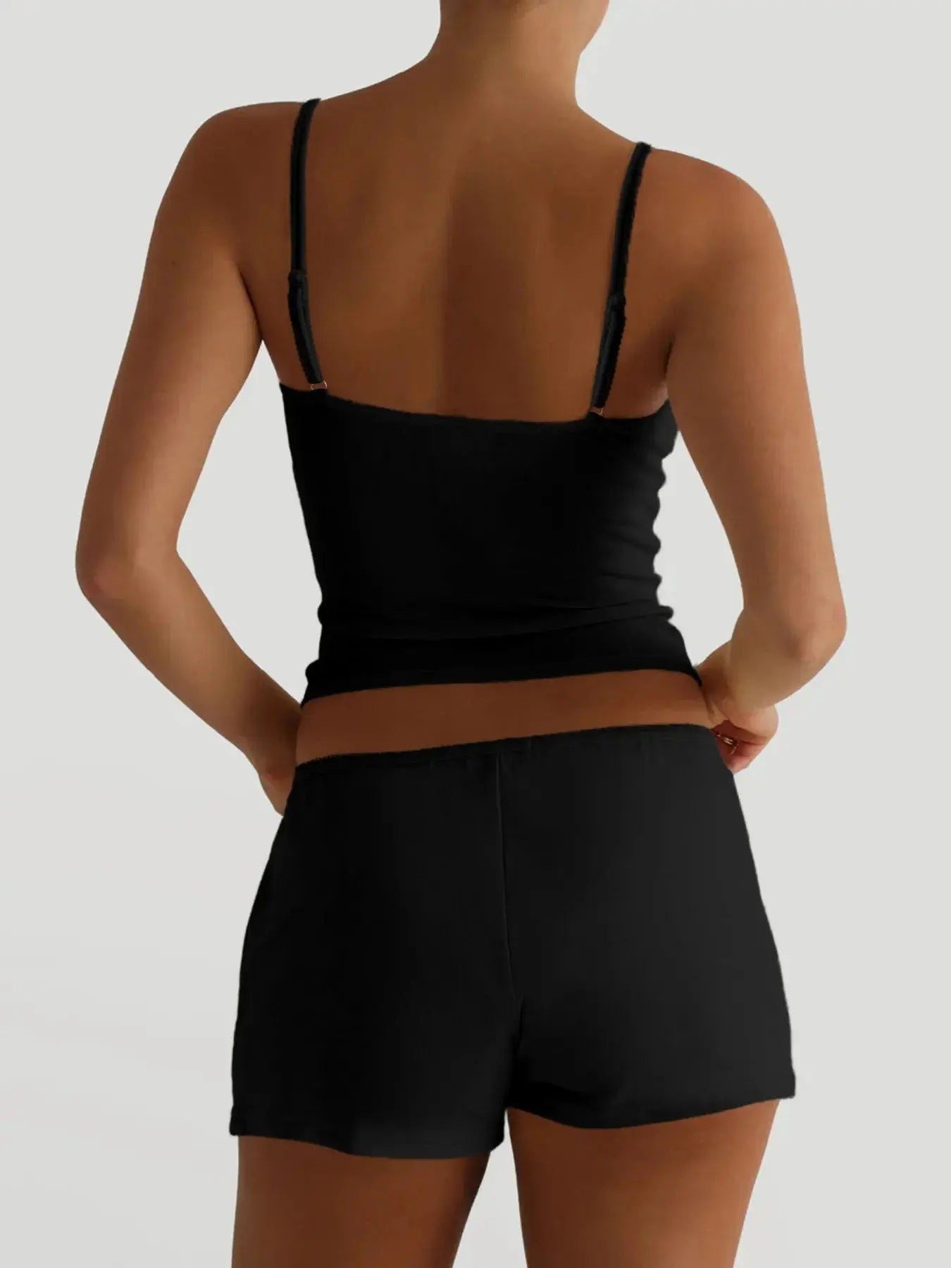 V - Neck Cami and Shorts Set - Charmdeals