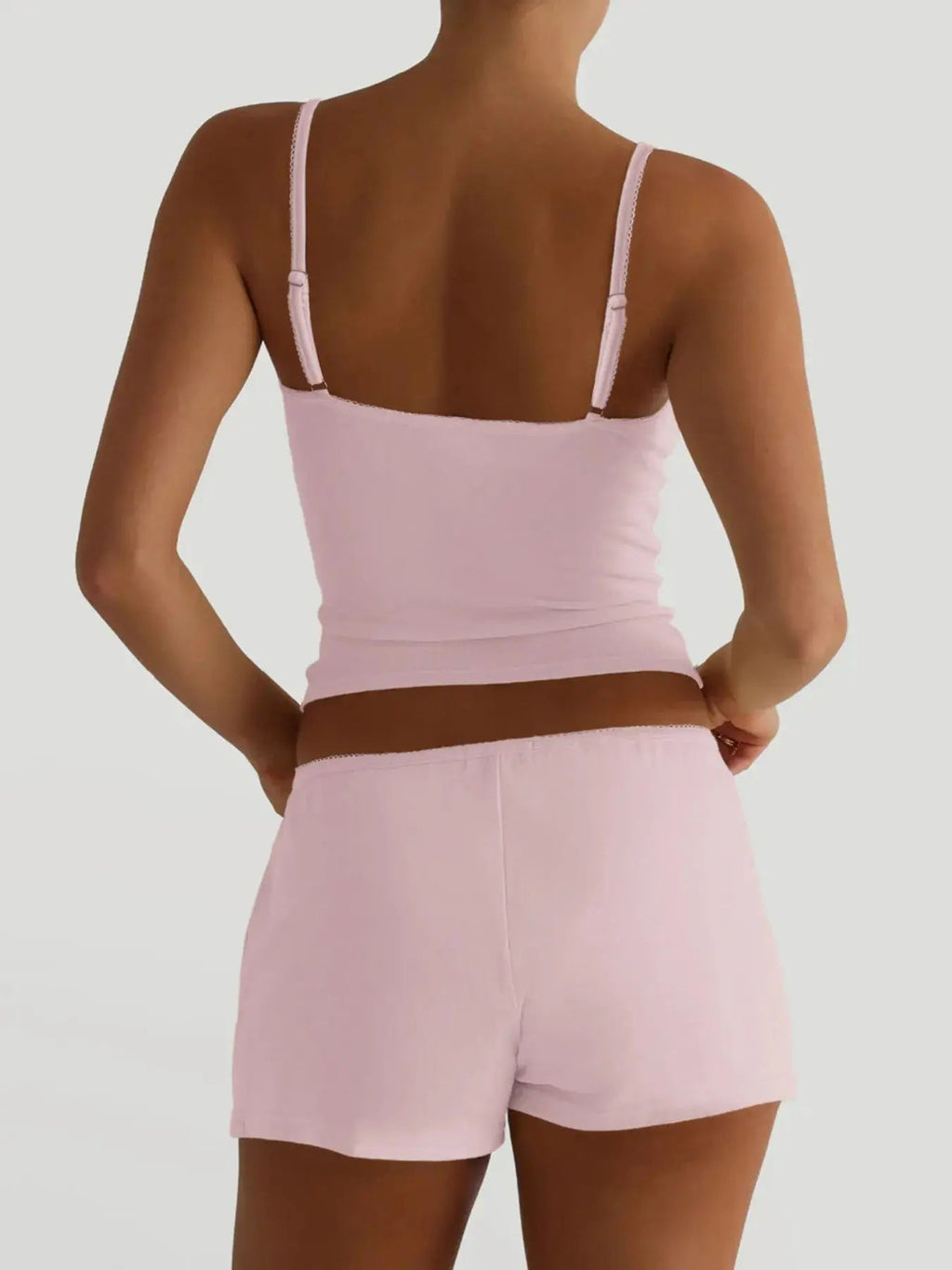 V - Neck Cami and Shorts Set - Charmdeals