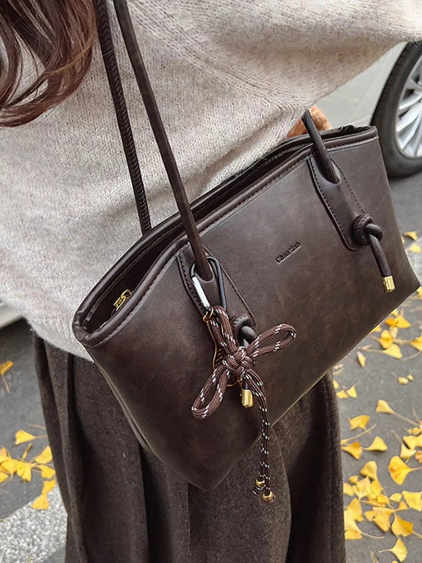 Vintage Style Leather Shoulder Bag - Charmdeals
