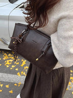 Vintage Style Leather Shoulder Bag - Charmdeals