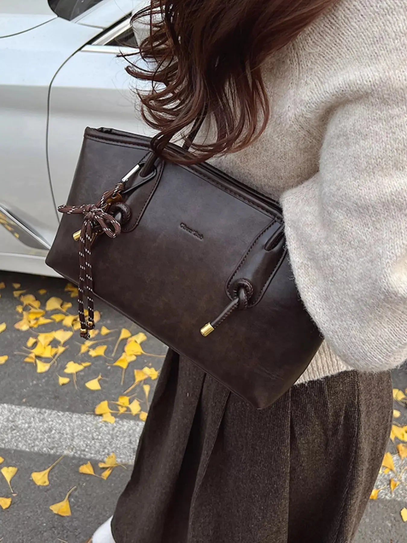 Vintage Style Leather Shoulder Bag - Charmdeals