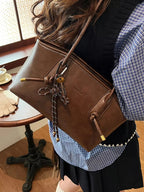 Vintage Style Leather Shoulder Bag - Charmdeals