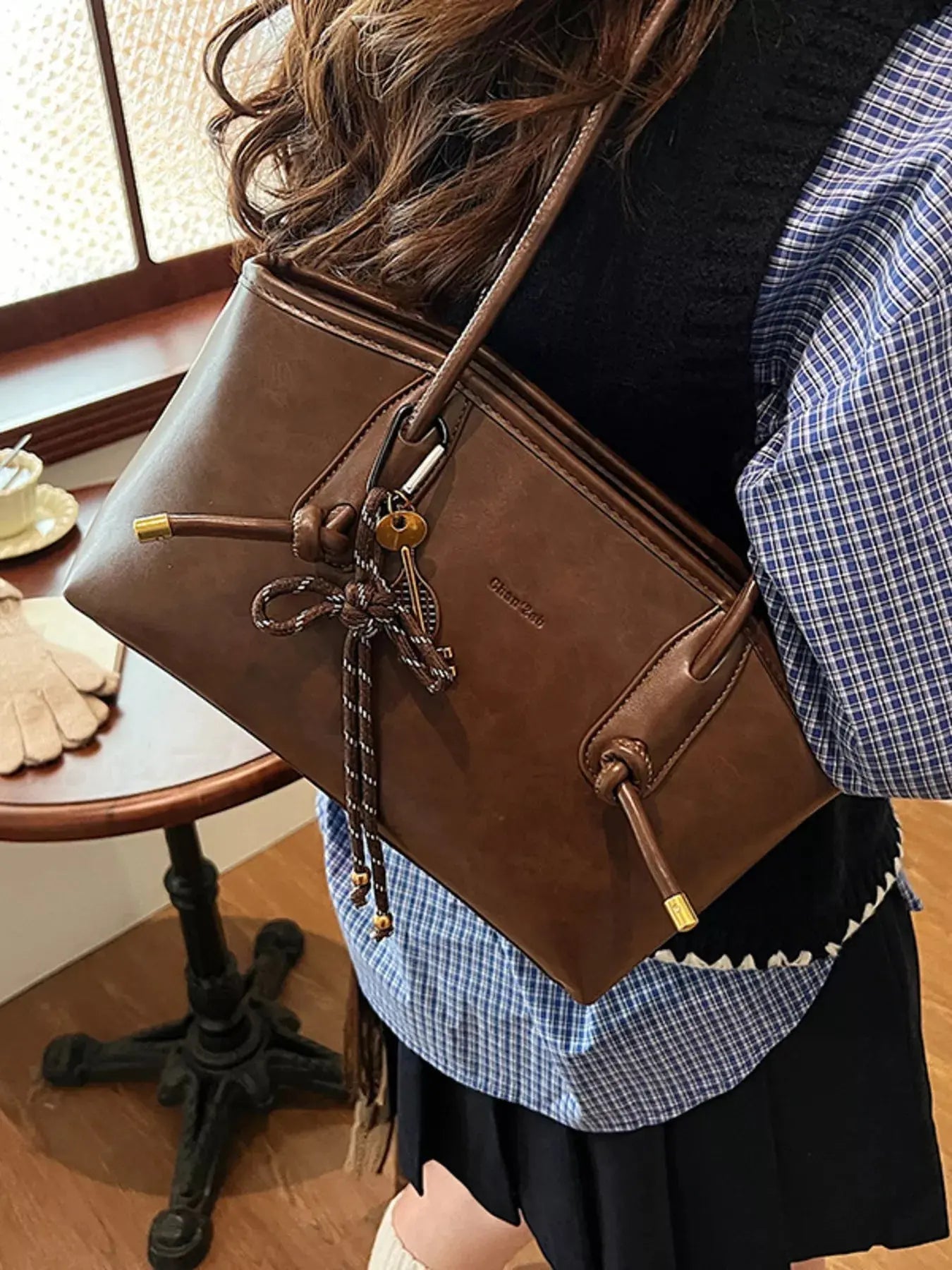 Vintage Style Leather Shoulder Bag - Charmdeals