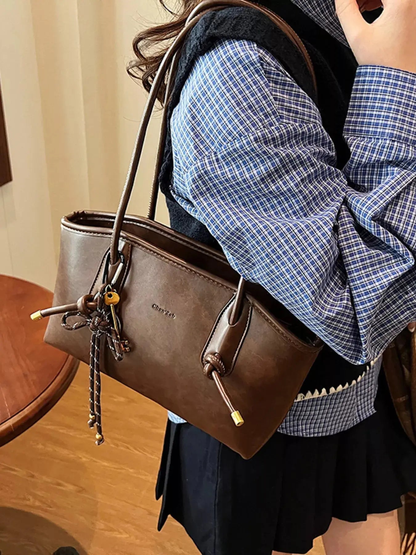 Vintage Style Leather Shoulder Bag - Charmdeals