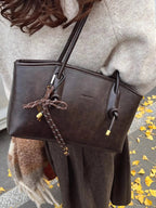 Vintage Style Leather Shoulder Bag - Charmdeals