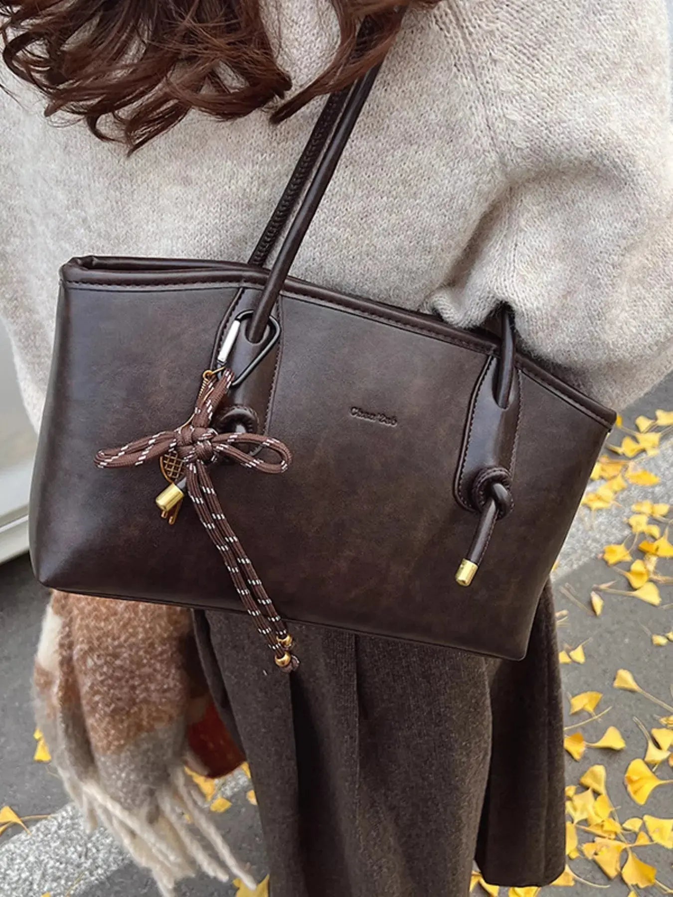 Vintage Style Leather Shoulder Bag - Charmdeals