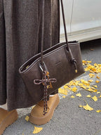 Vintage Style Leather Shoulder Bag - Charmdeals