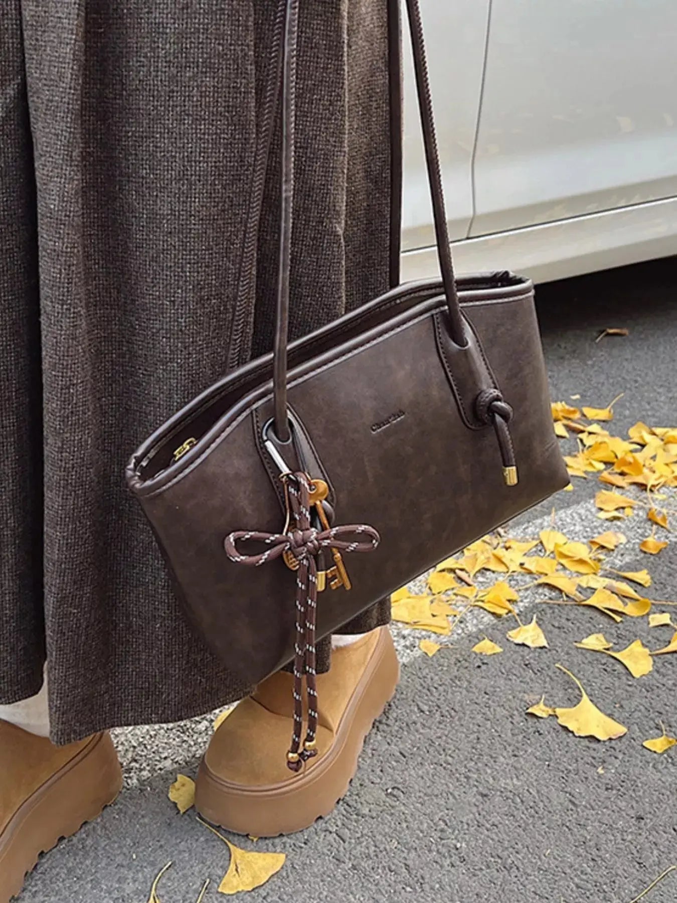 Vintage Style Leather Shoulder Bag - Charmdeals