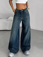 Vintage Wash Wide Leg Jeans - Charmdeals