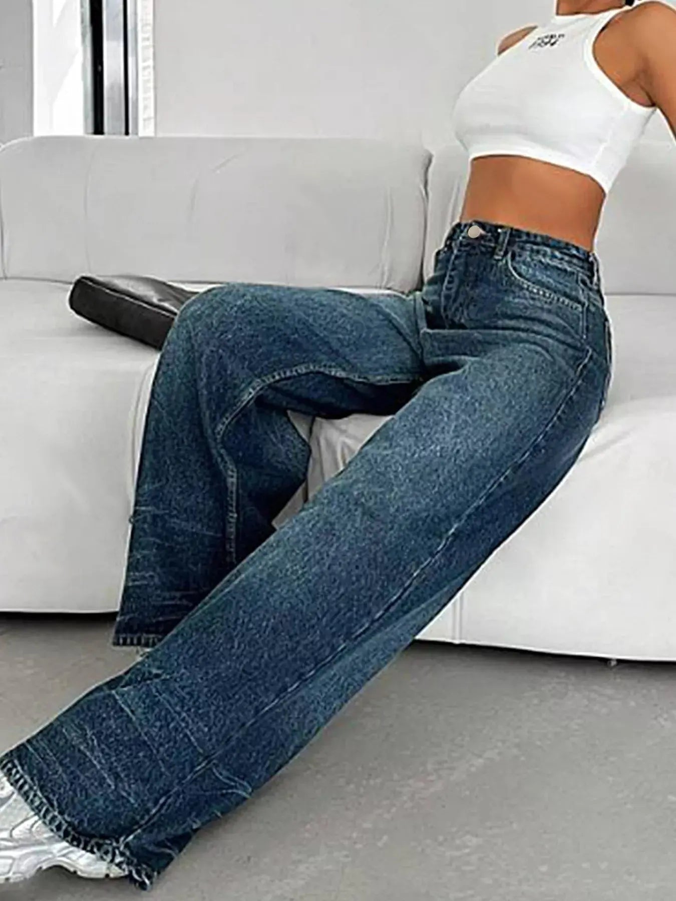 Vintage Wash Wide Leg Jeans - Charmdeals