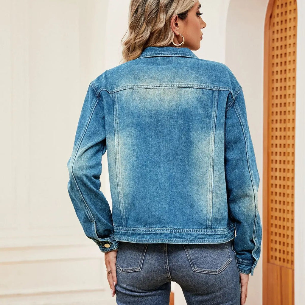 Washed Denim Jacket - Charmdeals