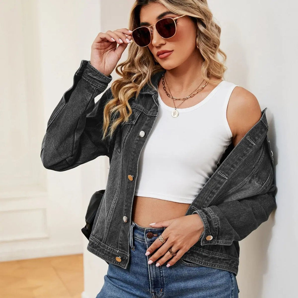 Washed Denim Jacket - Charmdeals