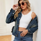 Washed Denim Jacket - Charmdeals