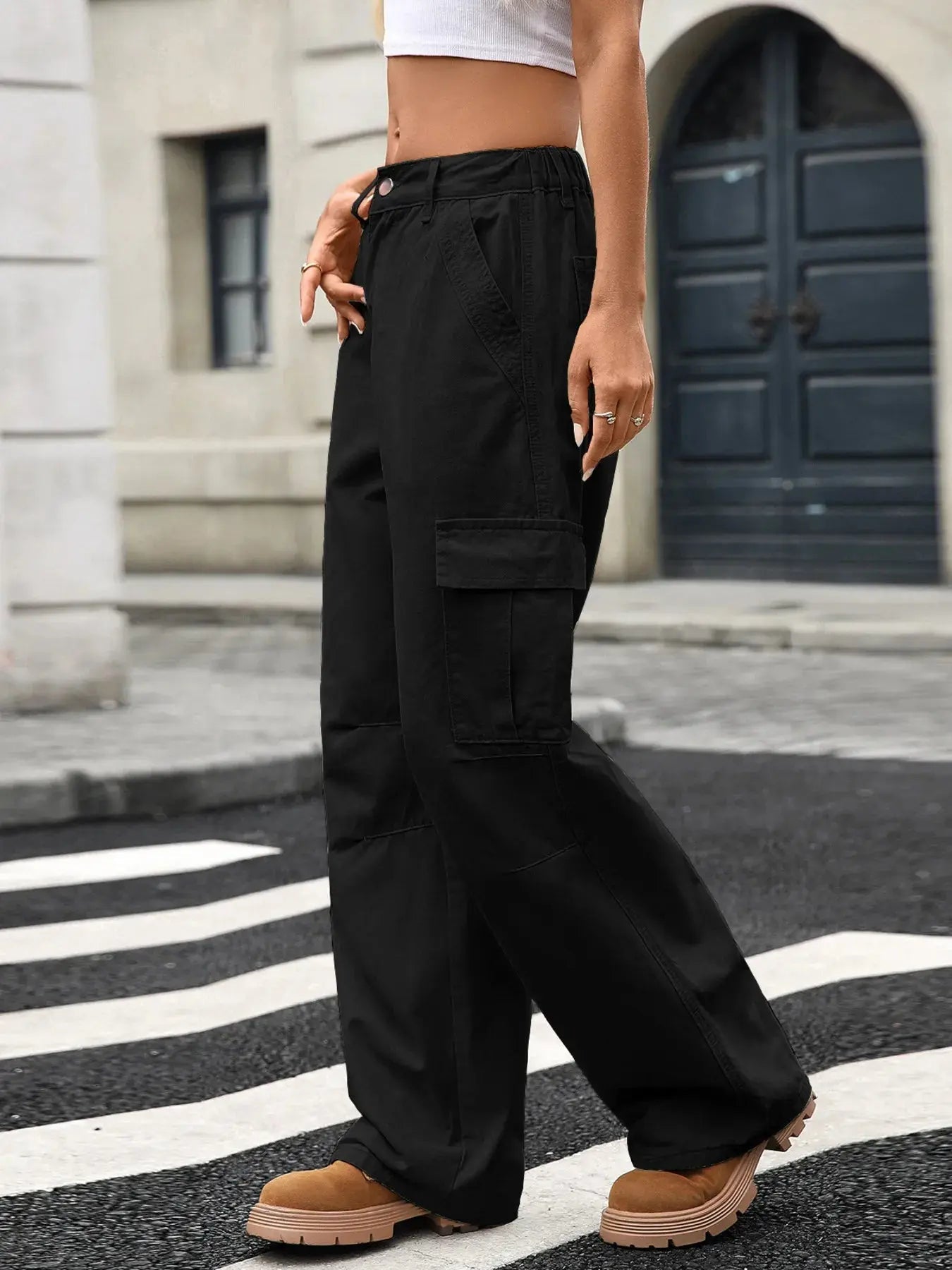 Wide Leg Cargo Jeans - Charmdeals