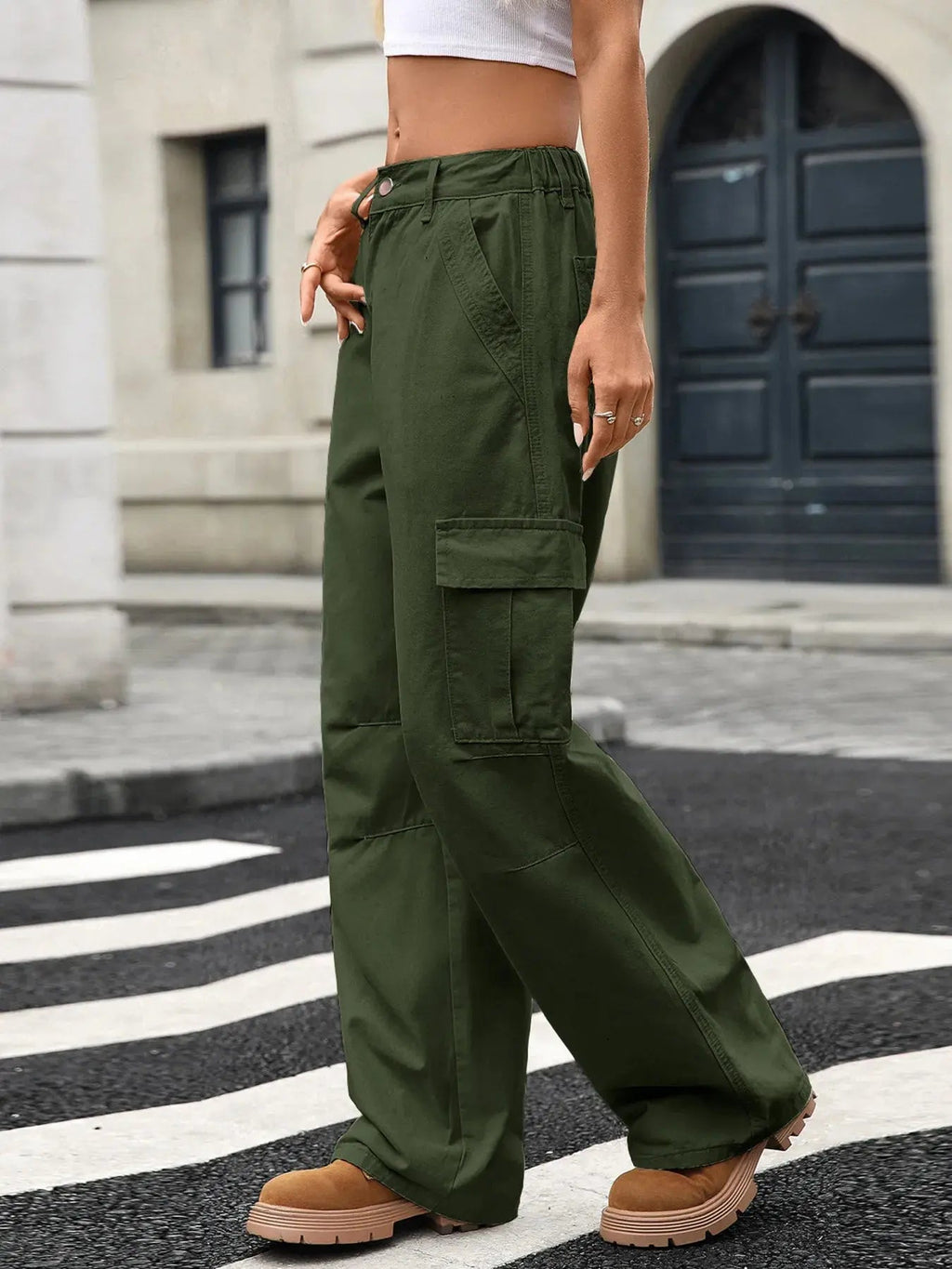 Wide Leg Cargo Jeans - Charmdeals