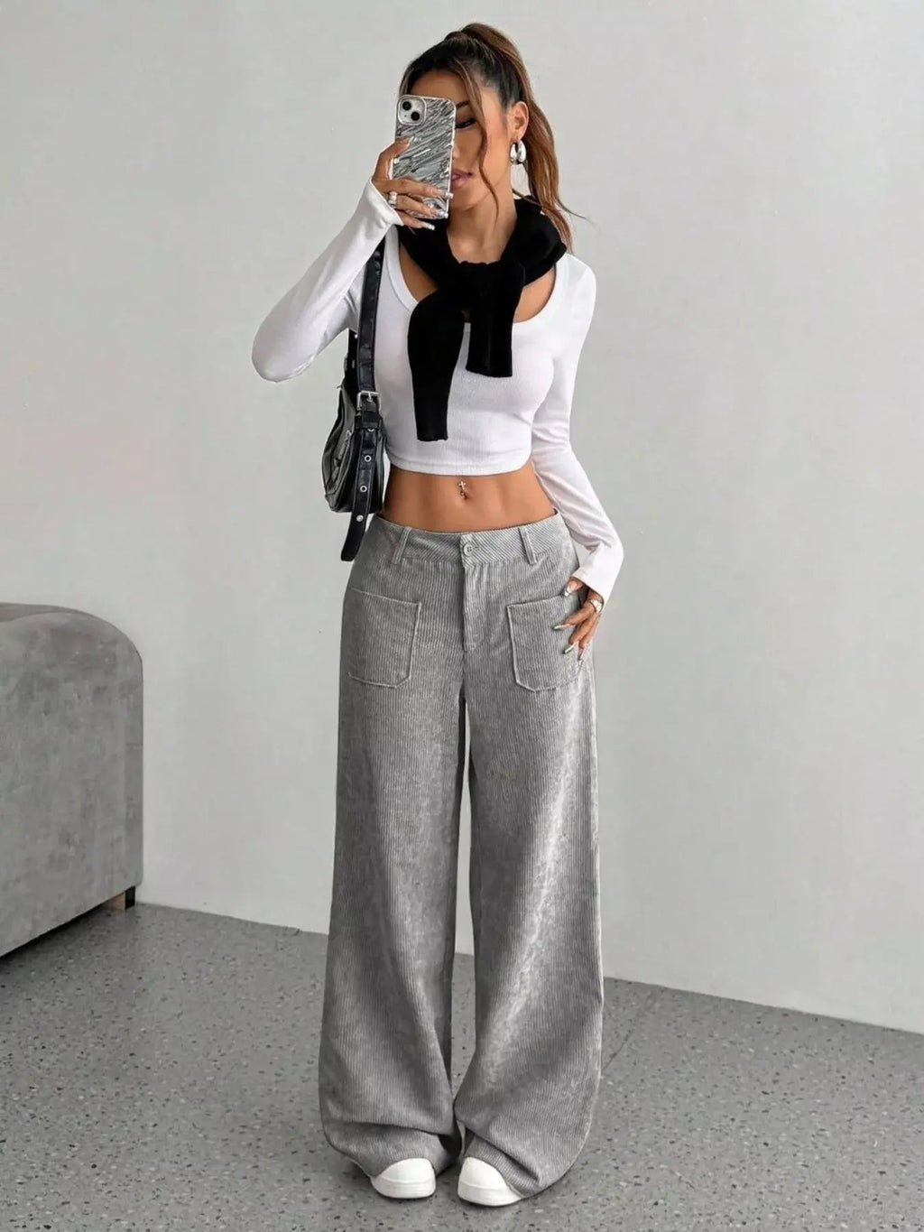 Wide Leg Corduroy Pants - Charmdeals