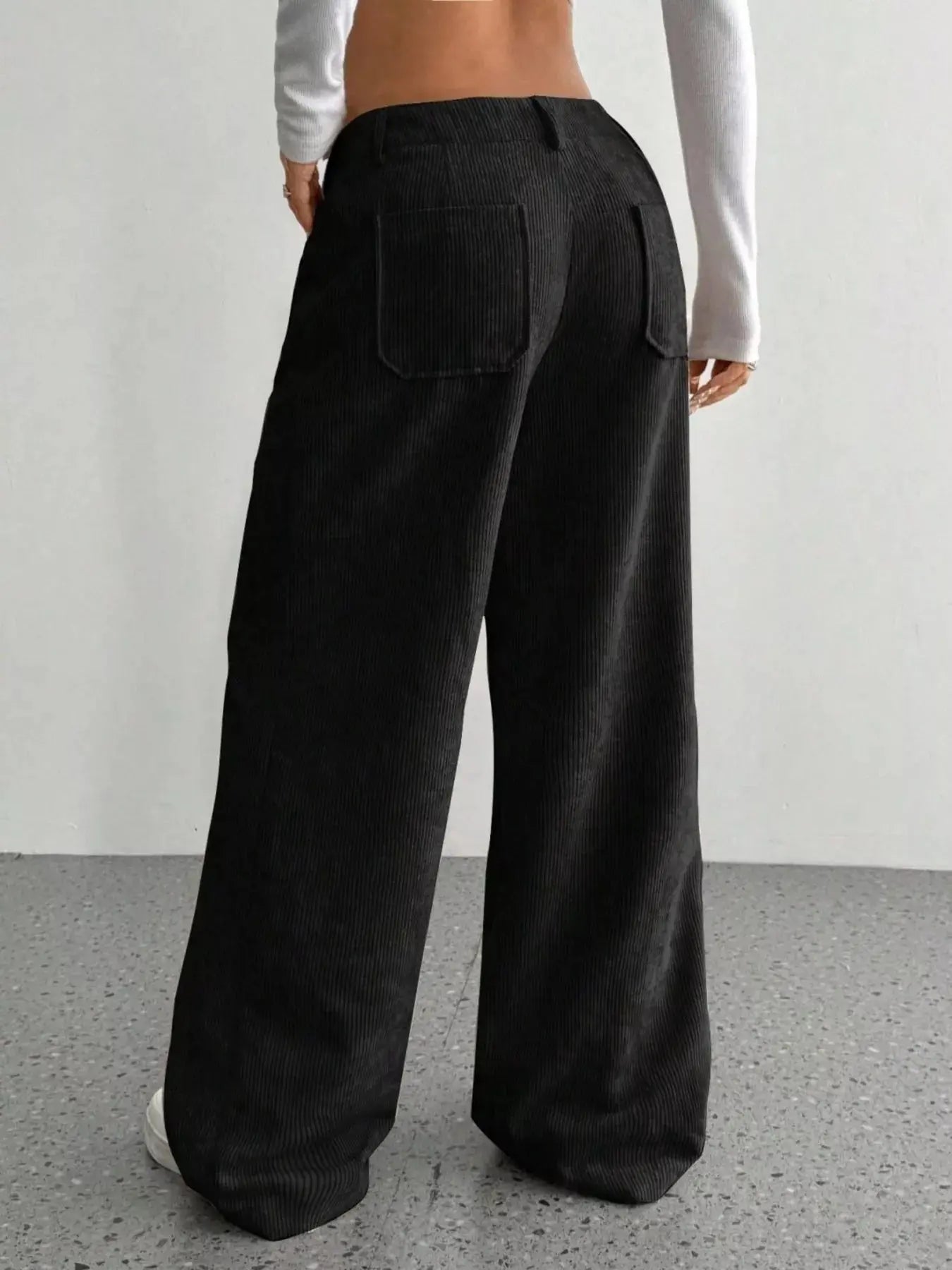 Wide Leg Corduroy Pants - Charmdeals