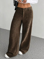 Wide Leg Corduroy Pants - Charmdeals
