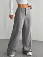 Wide Leg Corduroy Pants - Charmdeals