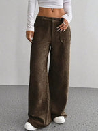 Wide Leg Corduroy Pants - Charmdeals