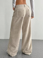 Wide Leg Corduroy Pants - Charmdeals