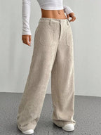Wide Leg Corduroy Pants - Charmdeals